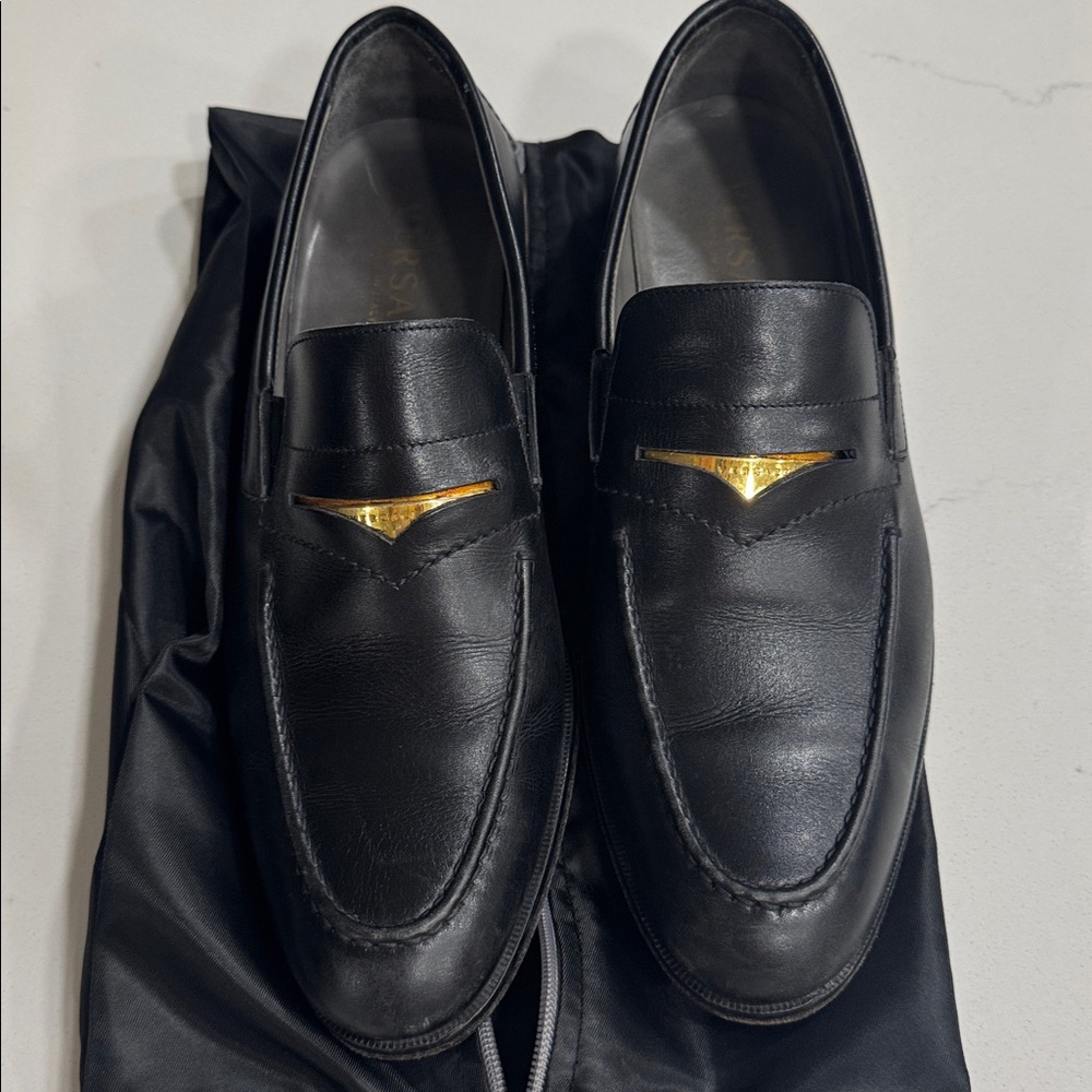 Versace Black and Gold Loafers